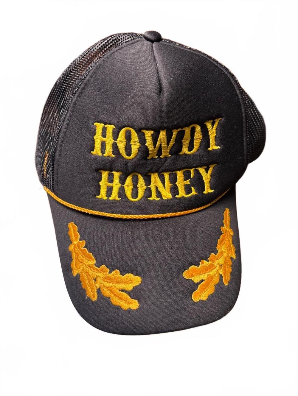 Otto Black Mesh Trucker Hat with Yellow 'Howdy Honey' Embroi